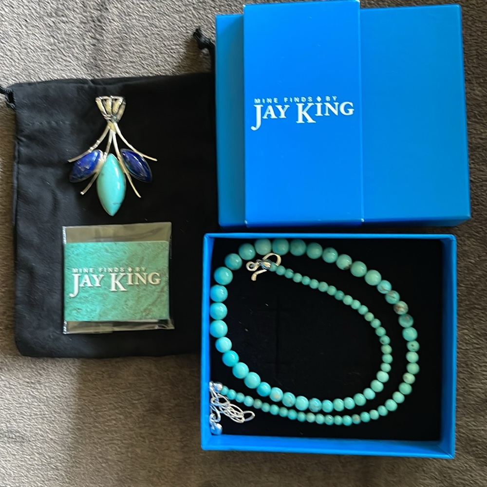 Jay King Sterling Silver Lapis and Turquoise Bead Necklace and Pendant - Picture 3 of 11